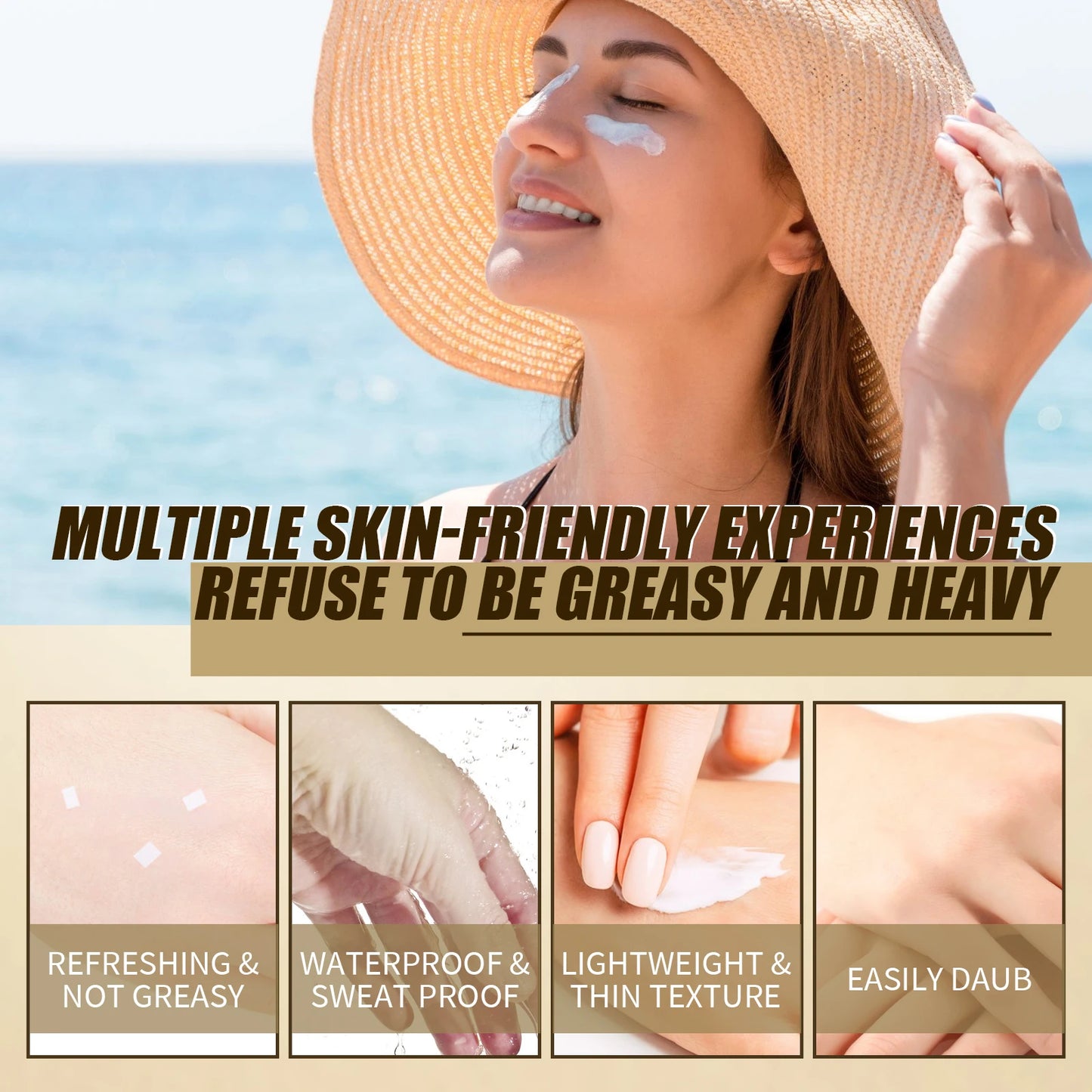 【Triple Ferment Shield】Rice Probiotics UV Cream, Waterproof Face & Neck Protection with Non-Greasy Finish